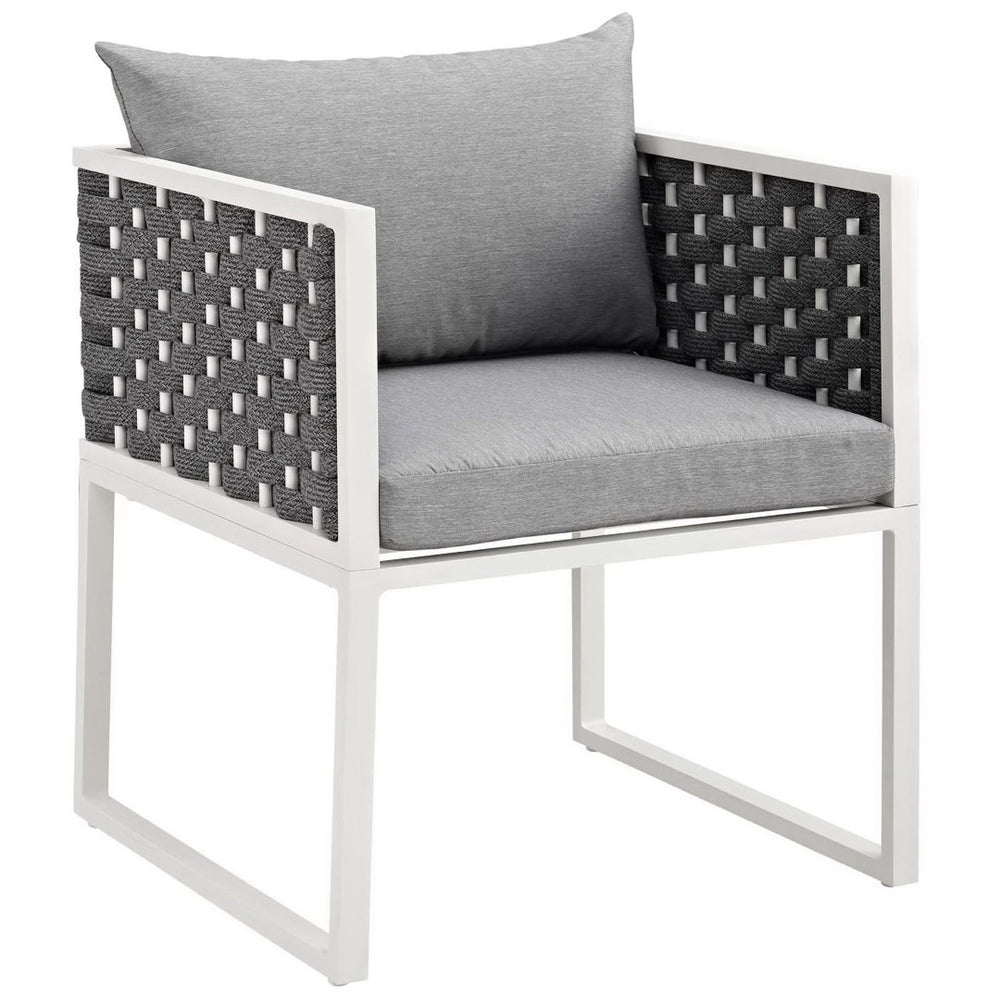 Modway Furniture Stance Outdoor Patio Dining Armchair - Modern Aluminum & Woven Rope, Weather-Resistant Comfort EEI-3053-WHI-GRY