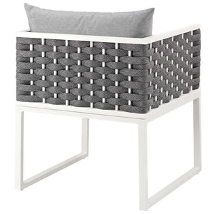 Modway Furniture Stance Outdoor Patio Dining Armchair - Modern Aluminum & Woven Rope, Weather-Resistant Comfort EEI-3053-WHI-GRY