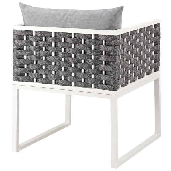 Modway Furniture Stance Outdoor Patio Dining Armchair - Modern Aluminum & Woven Rope, Weather-Resistant Comfort EEI-3053-WHI-GRY