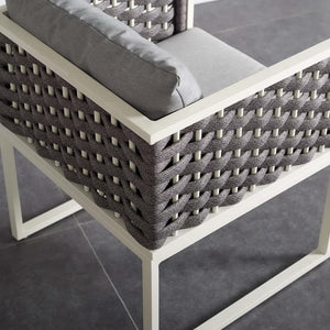 Modway Furniture Stance Outdoor Patio Dining Armchair - Modern Aluminum & Woven Rope, Weather-Resistant Comfort EEI-3053-WHI-GRY