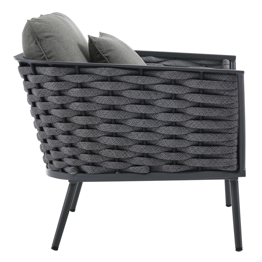 Modway Furniture Stance Outdoor Patio Armchair - Stylish, Durable Aluminum Frame with Waterproof Cushions for Comfort Gray Charcoal EEI-3054-GRY-CHA