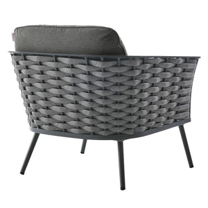 Modway Furniture Stance Outdoor Patio Armchair - Stylish, Durable Aluminum Frame with Waterproof Cushions for Comfort Gray Charcoal EEI-3054-GRY-CHA