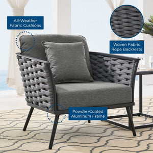 Modway Furniture Stance Outdoor Patio Armchair - Stylish, Durable Aluminum Frame with Waterproof Cushions for Comfort Gray Charcoal EEI-3054-GRY-CHA