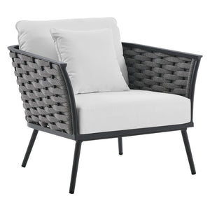 Modway Furniture Stance Outdoor Patio Armchair - Stylish, Durable Aluminum Frame with Waterproof Cushions for Comfort Gray White EEI-3054-GRY-WHI