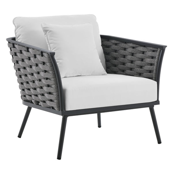 Modway Furniture Stance Outdoor Patio Armchair - Stylish, Durable Aluminum Frame with Waterproof Cushions for Comfort Gray White EEI-3054-GRY-WHI