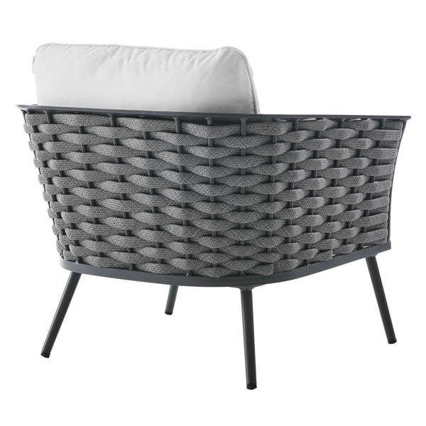 Modway Furniture Stance Outdoor Patio Armchair - Stylish, Durable Aluminum Frame with Waterproof Cushions for Comfort Gray White EEI-3054-GRY-WHI