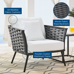 Modway Furniture Stance Outdoor Patio Armchair - Stylish, Durable Aluminum Frame with Waterproof Cushions for Comfort Gray White EEI-3054-GRY-WHI