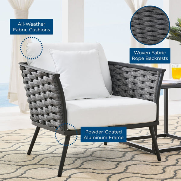 Modway Furniture Stance Outdoor Patio Armchair - Stylish, Durable Aluminum Frame with Waterproof Cushions for Comfort Gray White EEI-3054-GRY-WHI