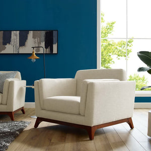 Modway Furniture Chance Upholstered Fabric Armchair - Mid-Century Modern Comfort, Removable Cushions, Beige Style EEI-3063-BEI