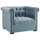 Modway Furniture Heritage Performance Velvet Armchair Sea Blue 35 x 40 x 30.5