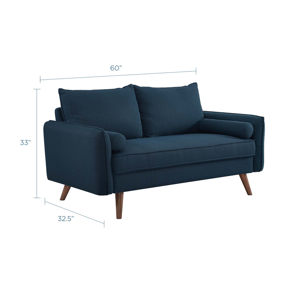 Modway Furniture Revive Upholstered Fabric Loveseat - Stylish Comfort For Modern Living Spaces With Wood Legs Blue Upholstered Fabric Eei-3091-azu