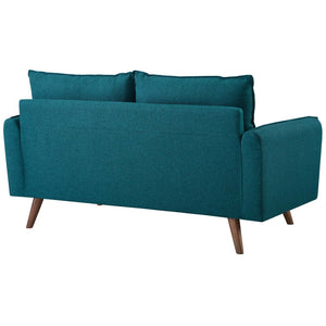 Modway Furniture Revive Upholstered Fabric Loveseat - Modern Comfort with Bolster Pillows for Cozy Living Spaces Teal EEI-3091-TEA