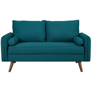 Modway Furniture Revive Upholstered Fabric Loveseat - Modern Comfort with Bolster Pillows for Cozy Living Spaces Teal EEI-3091-TEA