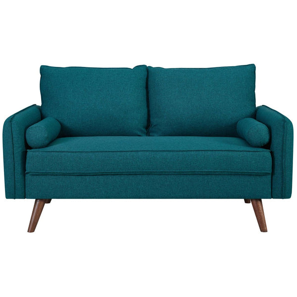 Modway Furniture Revive Upholstered Fabric Loveseat - Modern Comfort with Bolster Pillows for Cozy Living Spaces Teal EEI-3091-TEA