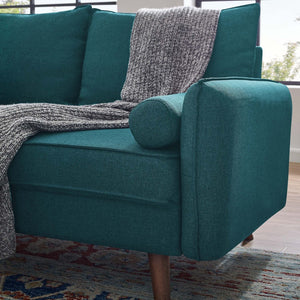 Modway Furniture Revive Upholstered Fabric Loveseat - Modern Comfort with Bolster Pillows for Cozy Living Spaces Teal EEI-3091-TEA
