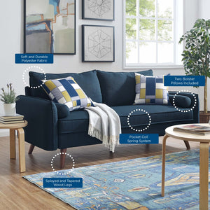 Modway Furniture Revive Upholstered Fabric Sofa - Modern Comfort with Stylish Design for Your Living Space Azure EEI-3092-AZU