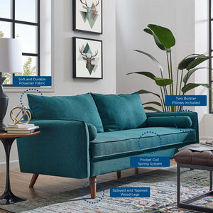 Modway Furniture Revive Upholstered Fabric Sofa - Modern Comfort with Stylish Design for Your Living Space Teal EEI-3092-TEA