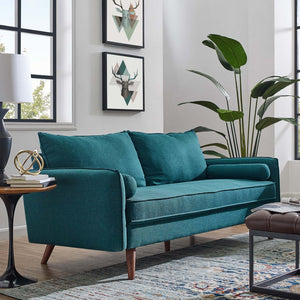 Modway Furniture Revive Upholstered Fabric Sofa - Modern Comfort with Stylish Design for Your Living Space Teal EEI-3092-TEA