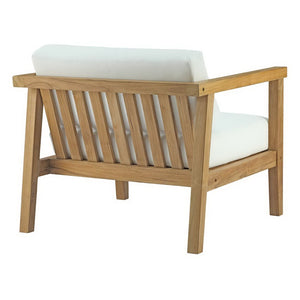 Modway Furniture Bayport 2 Piece Outdoor Teak Set with All-Weather Cushions for Stylish, Comfortable Lounging EEI-3108-NAT-WHI-SET