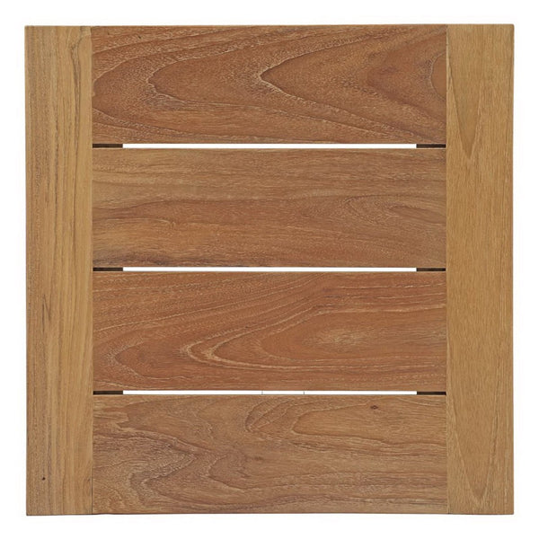 Modway Furniture Upland 5 Piece Patio Teak Set with Cushions - Modern Outdoor Furniture for Balconies & Gardens EEI-3115-NAT-WHI-SET