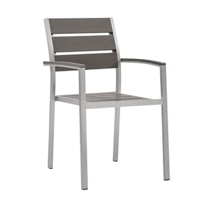 Modway Furniture Shore Outdoor Patio Dining Armchair - Sleek Aluminum Design with Comfortable Ergonomics & Style EEI-3130-SLV-GRY