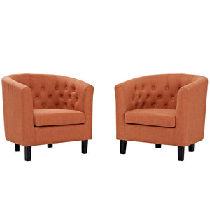 Modway Furniture Prospect 2 Piece Upholstered Armchair Set - Timeless Chesterfield Style for Elegant Living Spaces Orange EEI-3150-ORA-SET