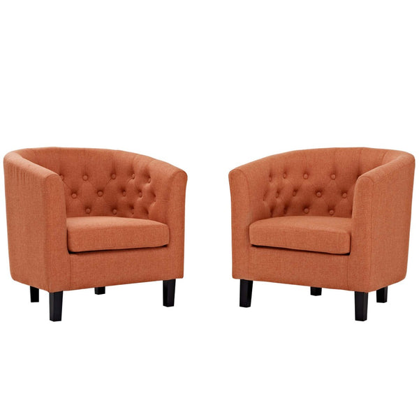 Modway Furniture Prospect 2 Piece Upholstered Armchair Set - Timeless Chesterfield Style for Elegant Living Spaces Orange EEI-3150-ORA-SET