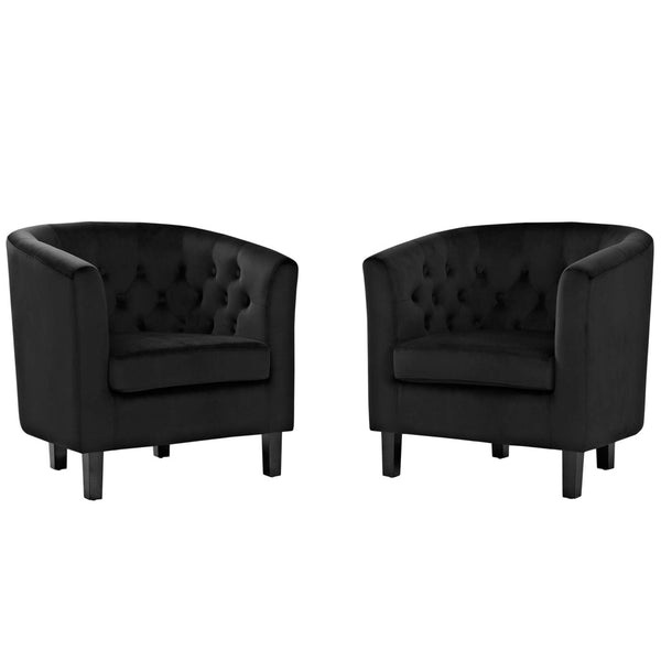 Modway Furniture Prospect Performance Velvet Armchair Set - Classic Chesterfield Style with Modern Comfort & Durability EEI-3153-BLK-SET