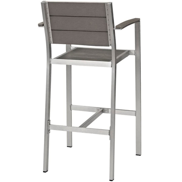 Modway Furniture Shore Outdoor Aluminum Bar Stool Set of 2 - Stylish, Durable, Low-Maintenance Seating for Patios EEI-3155-SLV-GRY-SET