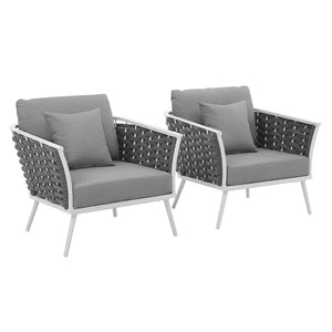 Modway Furniture Stance Outdoor Patio Armchair Set of 2 - Modern All-Weather Seating with Stylish Comfort & Durability EEI-3162-WHI-GRY-SET