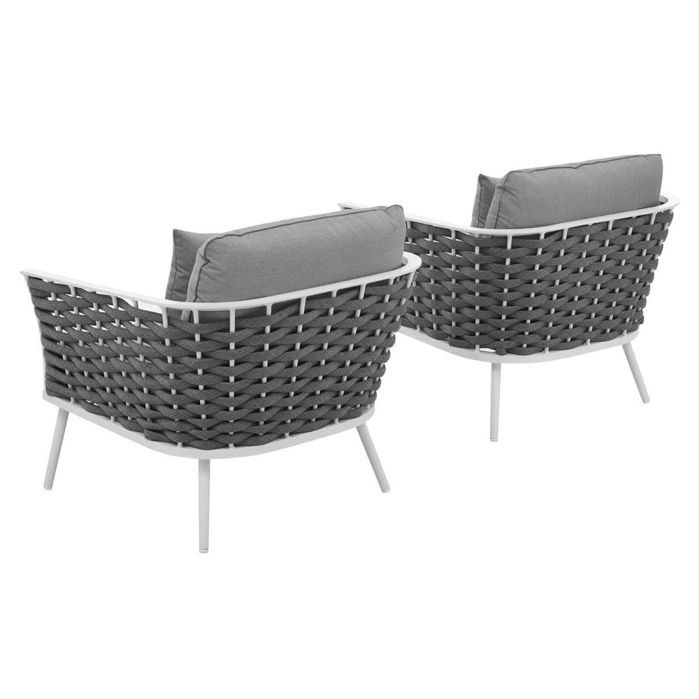 Modway Furniture Stance Outdoor Patio Armchair Set of 2 - Modern All-Weather Seating with Stylish Comfort & Durability EEI-3162-WHI-GRY-SET