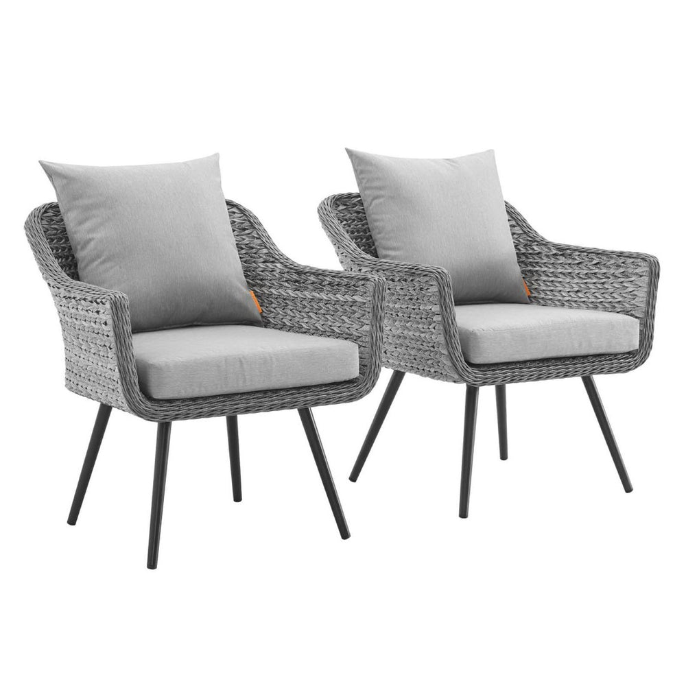 Modway Furniture Endeavor Outdoor Patio Wicker Rattan Armchair Set of 2 - Modern Comfort for Stylish Entertaining EEI-3176-GRY-GRY-SET