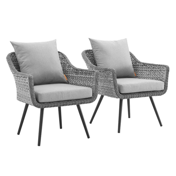 Modway Furniture Endeavor Outdoor Patio Wicker Rattan Armchair Set of 2 - Modern Comfort for Stylish Entertaining EEI-3176-GRY-GRY-SET