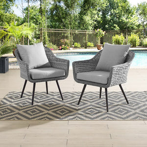 Modway Furniture Endeavor Outdoor Patio Wicker Rattan Armchair Set of 2 - Modern Comfort for Stylish Entertaining EEI-3176-GRY-GRY-SET