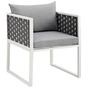 Modway Furniture Stance Outdoor Dining Armchair Set of 2 - Modern Aluminum & Waterproof Cushions for Stylish Comfort EEI-3183-WHI-GRY-SET