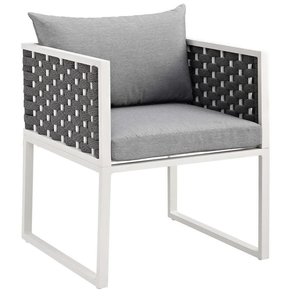Modway Furniture Stance Outdoor Dining Armchair Set of 2 - Modern Aluminum & Waterproof Cushions for Stylish Comfort EEI-3183-WHI-GRY-SET