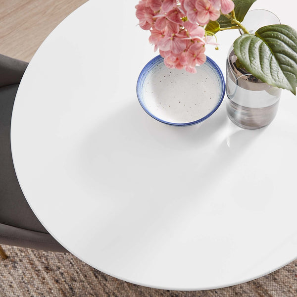 Modway Furniture Lippa 28" Round Wood Dining Table - Mid-Century Modern Style with Gold Base for Small Spaces EEI-3208-GLD-WHI