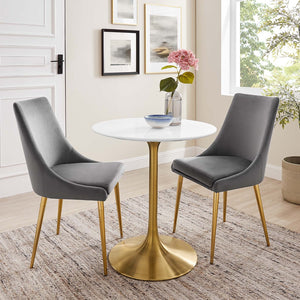 Modway Furniture Lippa 28" Round Wood Dining Table - Mid-Century Modern Style with Gold Base for Small Spaces EEI-3208-GLD-WHI