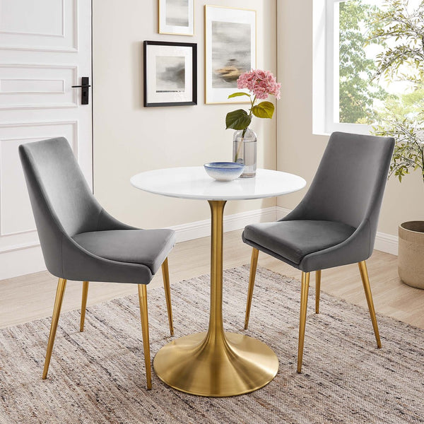 Modway Furniture Lippa 28" Round Wood Dining Table - Mid-Century Modern Style with Gold Base for Small Spaces EEI-3208-GLD-WHI