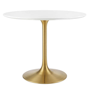 Modway Furniture Lippa 36" Round Wood Dining Table – Modern Mid-Century Design with Gold Pedestal Base & Gloss Finish EEI-3209-GLD-WHI