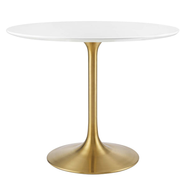 Modway Furniture Lippa 36" Round Wood Dining Table – Modern Mid-Century Design with Gold Pedestal Base & Gloss Finish EEI-3209-GLD-WHI
