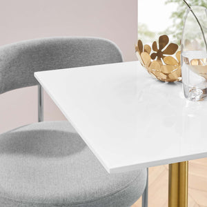 Modway Furniture Lippa 24" Square Wood Dining Table - Modern Mid-Century Design, Gold Base, Perfect for Small Spaces EEI-3210-GLD-WHI