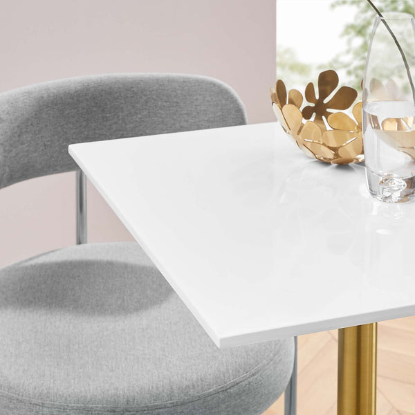 Modway Furniture Lippa 24" Square Wood Dining Table - Modern Mid-Century Design, Gold Base, Perfect for Small Spaces EEI-3210-GLD-WHI