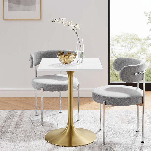 Modway Furniture Lippa 24" Square Wood Dining Table - Modern Mid-Century Design, Gold Base, Perfect for Small Spaces EEI-3210-GLD-WHI