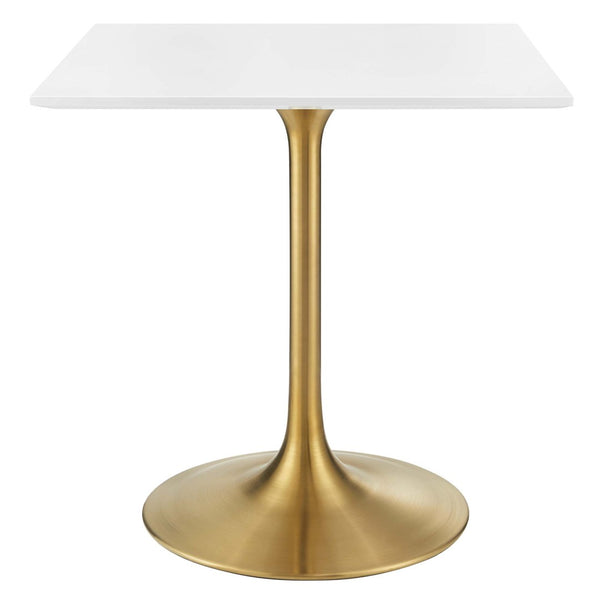 Modway Furniture Lippa 28" Square Wood Dining Table - Stylish Gold & White Pedestal for Small Spaces & Modern Interiors EEI-3211-GLD-WHI