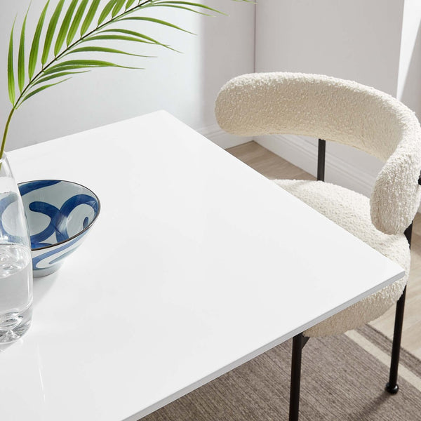 Modway Furniture Lippa 28" Square Wood Dining Table - Stylish Gold & White Pedestal for Small Spaces & Modern Interiors EEI-3211-GLD-WHI