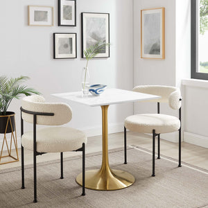Modway Furniture Lippa 28" Square Wood Dining Table - Stylish Gold & White Pedestal for Small Spaces & Modern Interiors EEI-3211-GLD-WHI