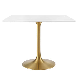 Modway Furniture Lippa 36" Square Wood Dining Table - Modern Mid-Century Pedestal Design in Gold & White Finish EEI-3212-GLD-WHI
