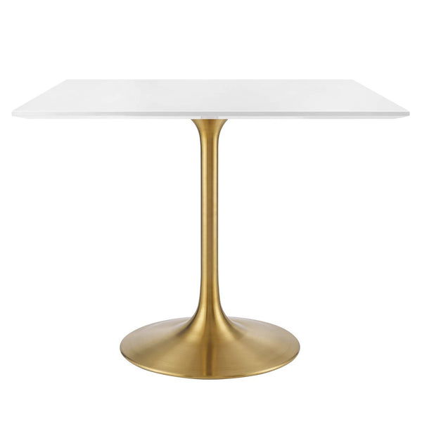 Modway Furniture Lippa 36" Square Wood Dining Table - Modern Mid-Century Pedestal Design in Gold & White Finish EEI-3212-GLD-WHI