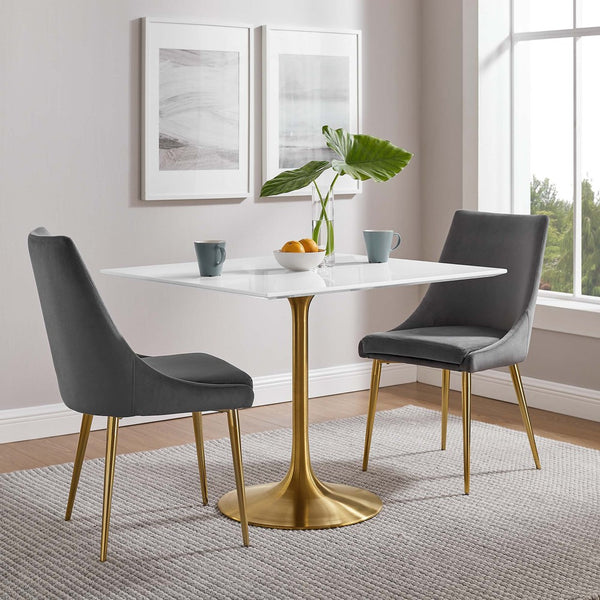 Modway Furniture Lippa 36" Square Wood Dining Table - Modern Mid-Century Pedestal Design in Gold & White Finish EEI-3212-GLD-WHI